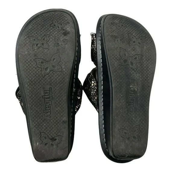 Alegria PEG 780 Black Silver Mosaic Black Silver Slip On Slide Comfort Sandal 39 - Picture 9 of 10